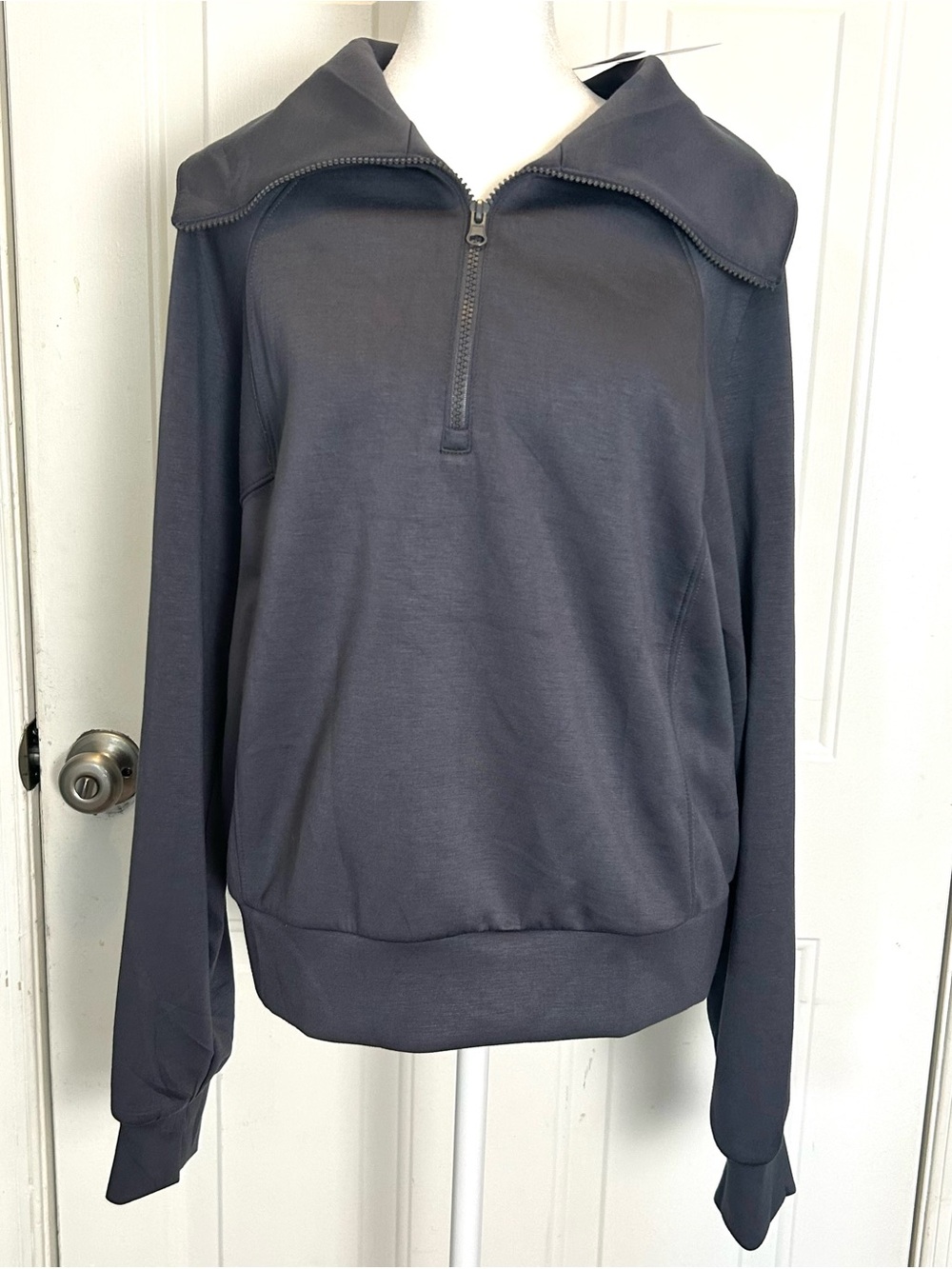 Merokeety Sweatshirt Womens Large Quarter Zip Dark Gray Charcoal